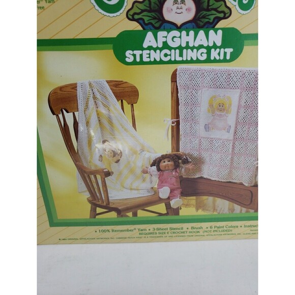 1984 Cabbage Patch Kids Afghan Stenciling Kit New Old Stock Sealed USA Vintage - Picture 6 of 16